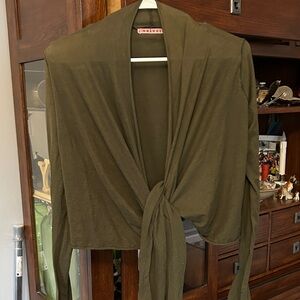 Olive Green Tie-Front Cardigan by Velvet by Graham and Spencer